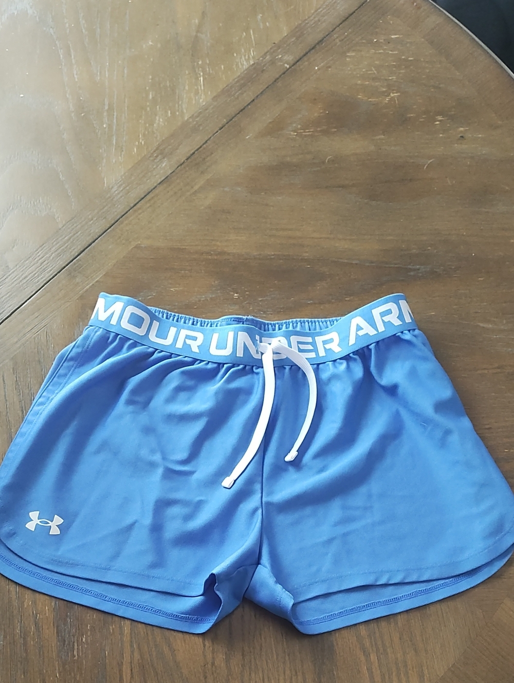 Under Armour Blue Girl’s Athletic Shorts with White Drawstring